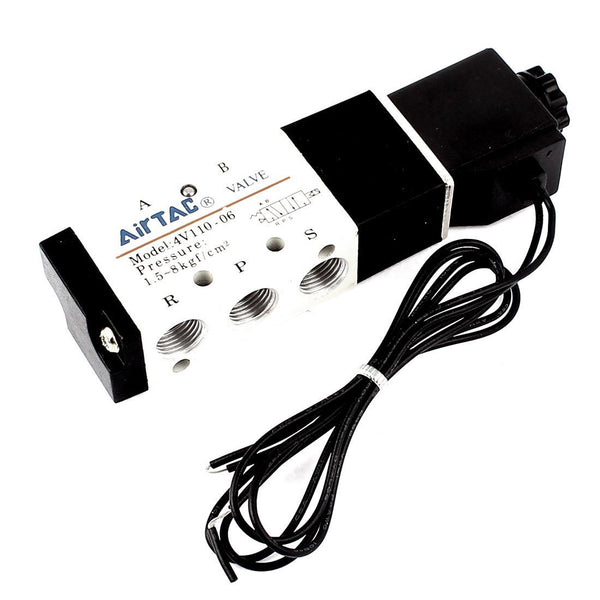 URBEST Black White 3 Position Solenoid Valve 4V110-06 P T1/8 Air Outlet Connector, 12V 2.5W