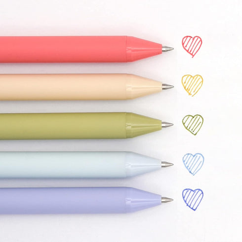 Kaco Pack of 5 Pieces Colored Ink Pens Retractable Cute Pens for Note Taking 0.5mm Fine Point (Morandi II) by Kaco