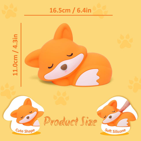 Dimmable YuanDian Fox Night Light, Squishy Fox Silicone Lamp Novelty Gifts, Rechargeable Timer Bedside Touch Nightlight