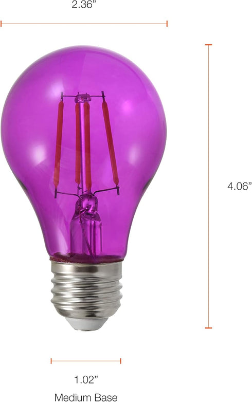 SYLVANIA LED Purple Glass Filament A19 Light Bulb Dimmable Efficient 4.5W E26 Medium Base, 1 Pack