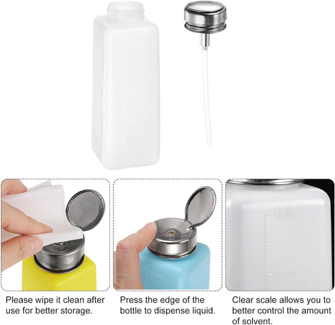 HARFINGTON Solvent Alcohol Dispensers 500ml, Push Down Liquid Dispenser Pump Bottle with Stainless Steel Lid