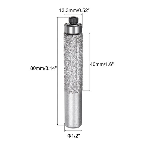 4 13.3mm 1/2" 46 uxcell Pcs Diamond Profile Straight Router Bit Dia Shank Grit Wet Dry Use Brazed Cylinder Profile