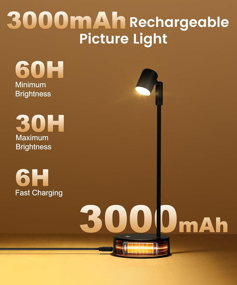 Wall,3 Dimmable (1 Pack) Wireless Battery Operated Picture Light for Color LED Art Lighting for Paintings,Magnetic