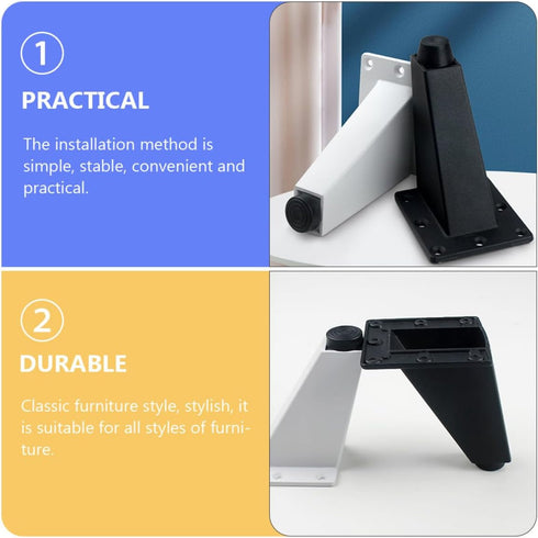 2pcs Luxshiny Aluminum Alloy Furniture Heightening Feet Anti-Slip Cabinet Legs with Scratch-Resistant Base Adjustable
