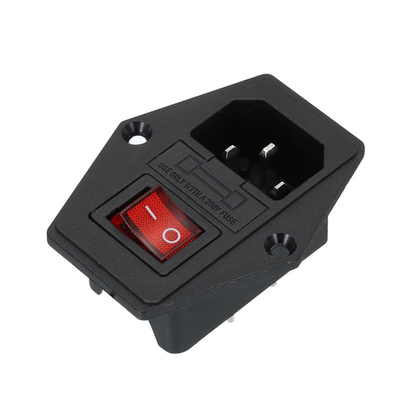 MECCANIXITY Power Switch 10A 250V AC Rocker Switch 3 Pin IEC320 C14 Inlet Male Power Socket, Pack of 1