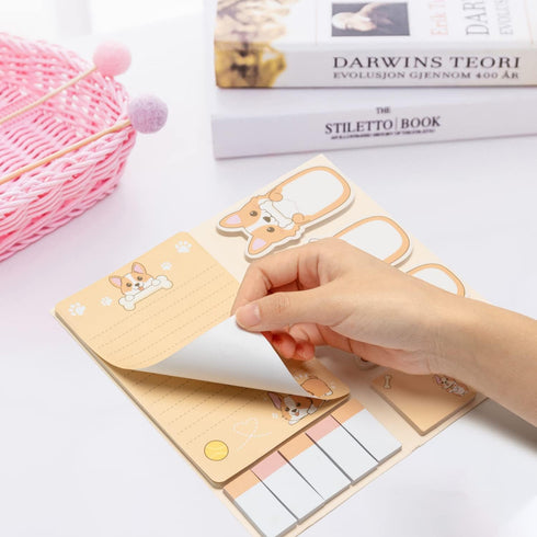 I Just Really Like Corgis Sticky Notes Set, 550 Sheets Cute Cartoon Memo Pads