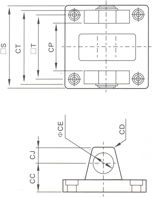 Baomain Foot Flange CB-63 for Pneumatic SC 63 Cylinder with 4 Screws