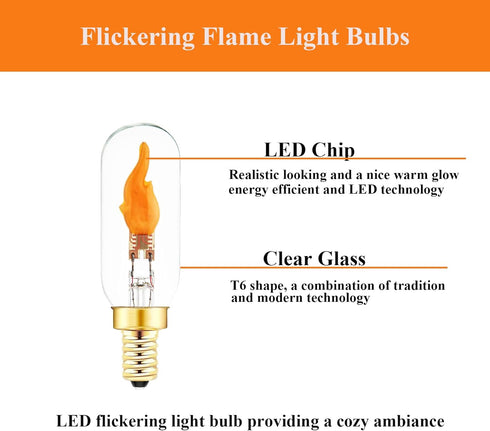 E12 Bulb, 2 Pack SHUWDKAR Flickering Flame Realistic Flame Effect LED Chandelier Candelabra Base