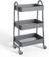 Generic 3 Tier Rolling Cart, Metal Utility Cart with Wheels, Lockable Storage Organizer for Kitchen, Bathroom, Living