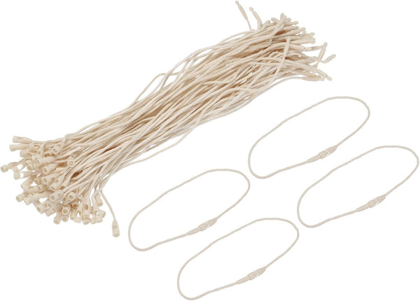 MECCANIXITY Polyester Rope Hang Tag String, Snap Lock Pins Loop Price Tag Fastener Plastic Tags, Pack of 100