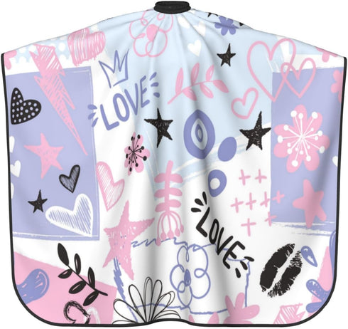 ZZhua Heart Flower Lip Girl Hair Cutting Cape Professional Barber Cape Salon Hairdresser