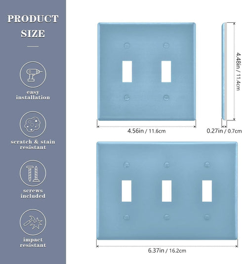 Light Blue Light Switch plate Cover 3 Gang Toggle Switch Wall Plate Decorative Outlet Covers Home Decor H4.46 xL6.37in by Eionryn