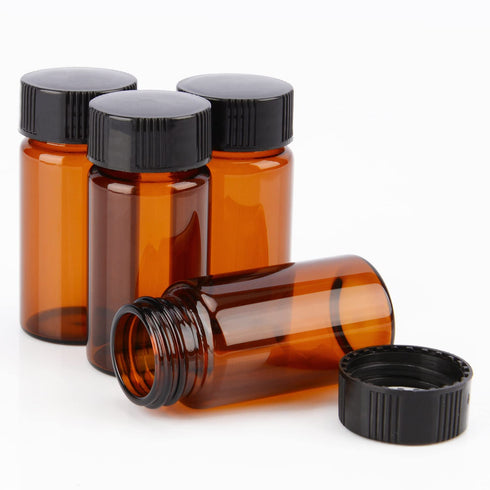 stonylab Brown Glass Sample Vials with Cap - 20 ml Screw Cap Sample Vials for Liquid Sampling, Pack of 20