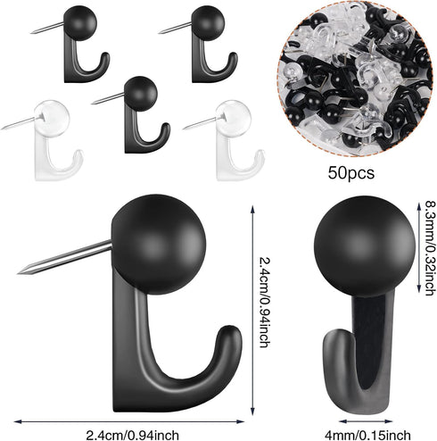 Push Pin Hooks, 50 Pieces Cork Board Hooks for Wall, Decorative Thumb Tacks for Bulletin Board and Photos