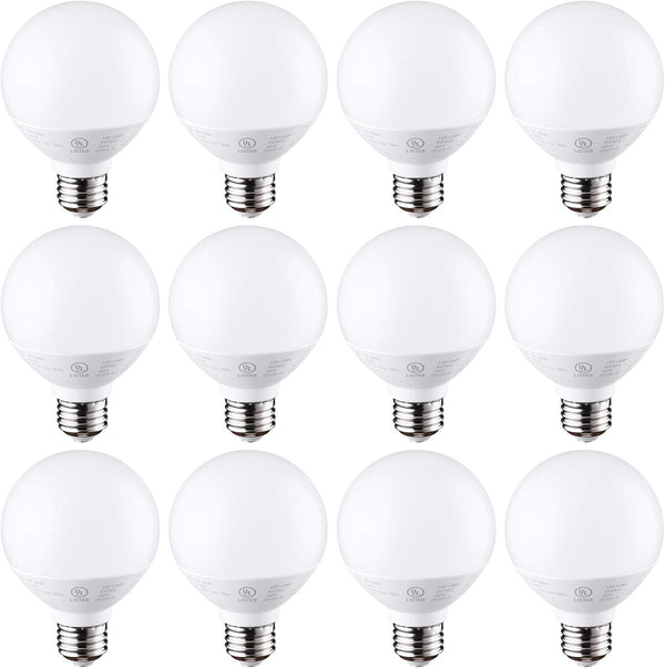 TORCHSTAR 12-Pack G25 LED Globe Bulb, 6W Equivalent, 450LM, Dimmable, UL & Energy Star Listed, 5000K Daylight