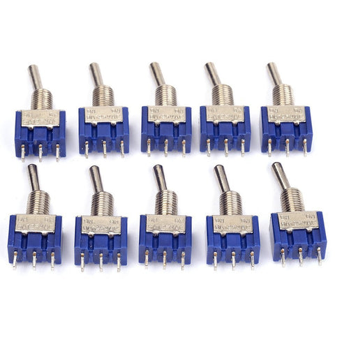 HiLetgo 10pcs AC125V 6A ON/ON SPDT Toggle Switch - 3 Terminals, 2 Position MTS102
