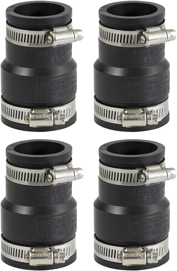 6I4Jx4 Reducing Coupling, Black, 1-1/2 x 1-1/4