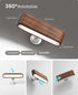 360Rotate (1 Pack Wood LED Wall Sconce Magnetic Wall Mounted Lamp Brightness Adjustable Night Lights Rechargeable