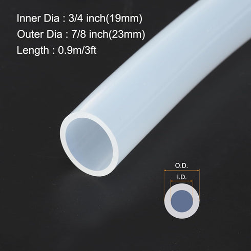 0.9m(3.3ft) 19mm(3/4") ID x 23mm(7/8") OD Silicone Tubing Clear Industrial Plastic Tubing Pure Silicone Hoses for Pump Siphoning Draining Irrigation Brewing