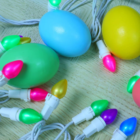 C3 50 Count 120V Easter String Lights LED Multi Color Glass Lights Easter Pastel Light UL Certified Connectable Outdoor
