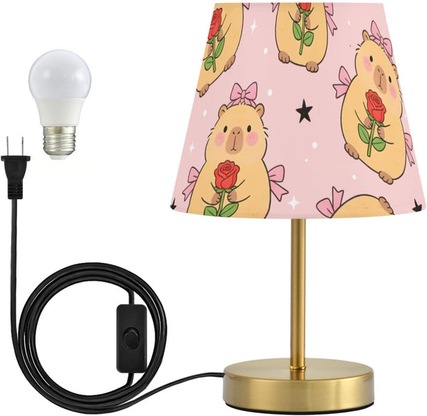 Table Lamp for Bedroom Nightstand Capybara Rose Bow Star Bedside Lamp with