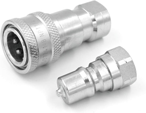 1/4" NPT Thread ISO-B Hydraulic Quick Disconnect Coupler Tractor Quick Coupling with Dust Caps by AKJia