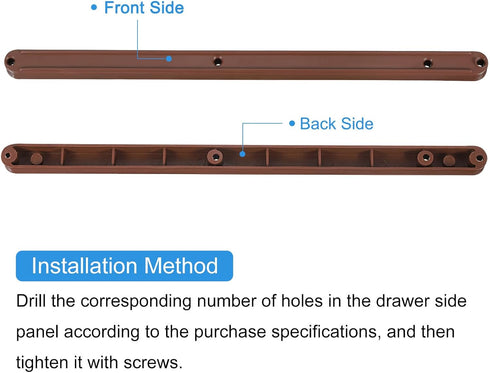 1Set 300mm uxcell Drawer Slides, - Plastic Drawer Rails with Screw, Side Mounted Grooved Guide Rail for Cabinet Drawer