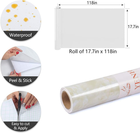 YENHOME Marble Contact Paper Peel and Stick Waterproof 17.7"X118" Beige Marble for Desk Countertops, Self Adhesive