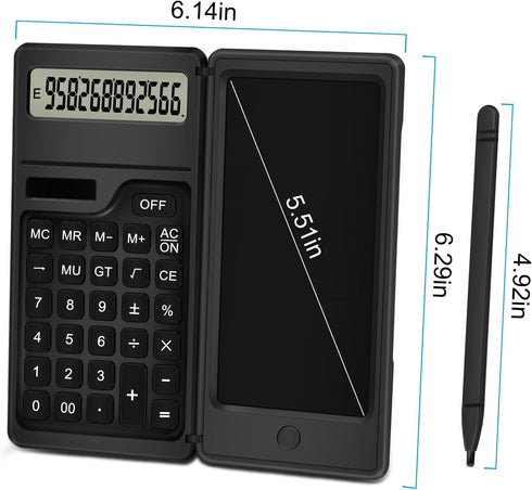 TRELC 12 Digits LCD Display Solar Desktop Calculator with Notepad, Multi-Function Portable for Office, School, Home