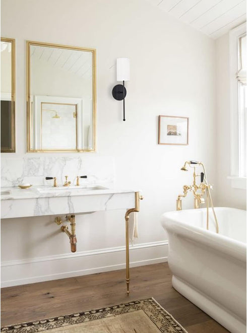1 Pack) Modern Wall Light Fixtures, Soft Black Vanity Lights for Bathroom, Metal Sconces Wall Lighting with Fabric