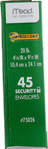 Mead Press-it Seal-it No.10 Security Envelopes, 4.125 x 9.5-Inches, White, 45 Count, Pack of 2 (90 Count Total)