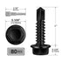 #14 x 1" Sheet Metal Screws, 80 PCS Black Hex Washer Head Self-Drilling Screws, 410 Stainless Steel with Hex Bit