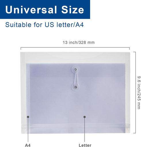 Clear Poly Envelopes with String Closure 20 Pack, EGOSKY Transparent Envelope Folders with Top Opening, Reusable Plastic File Folders for School Office Suppiles