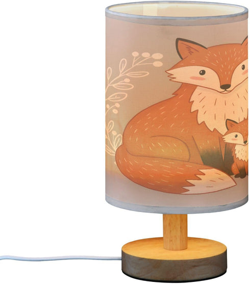 ALAZA Table Lamp with USB Port Bedside Lamp Leaves Fox Small Nightstand Lamp Desk Lamp for Kids Room Bedroom Office