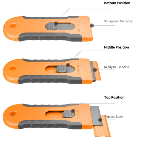 Plastic Razor Blade Scraper with 15 Extra 1.5" Blades, Cleaning Tool for Stickers, Labels, Paint