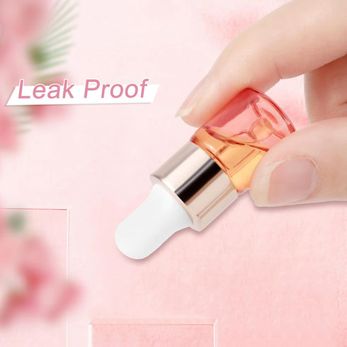 100Pcs 2ml 5 Pink Sample Dropper Bottles Glass Mini Dropper Bottles with White Silicone Tops and Plastic Droppers