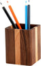 Walnut Pencil Holder, Wood Pen Cup Organizer for Desk, Simple Design (Cherry Center, Walnut Side)