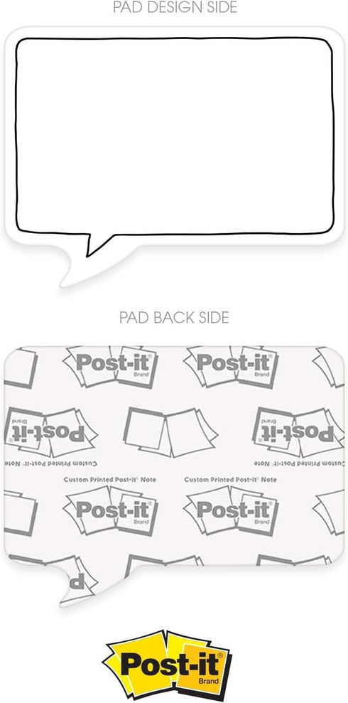 Speech Bubble Shaped Sticky Note Pad Assortment, 6.5" x 5", Set of Three Black Line Sticky Note Designs