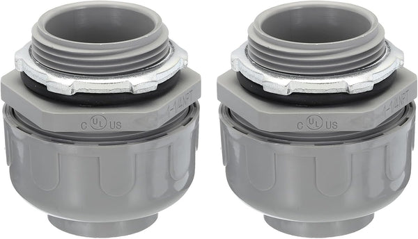MECCANIXITY Liquid Tight Connector 1-1/4NPT, Non-metallic PVC UL Listed Conduit Fitting, Pack of 2
