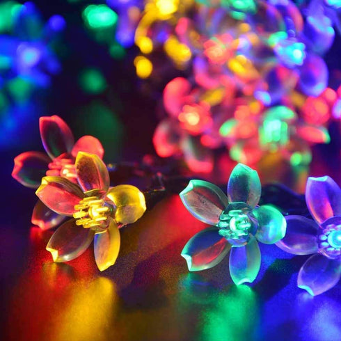 Joomer 50LED 8 Outdoor Solar String Lights, Flower String Lights, Cherry Blossoms String Light Modes Memory Function