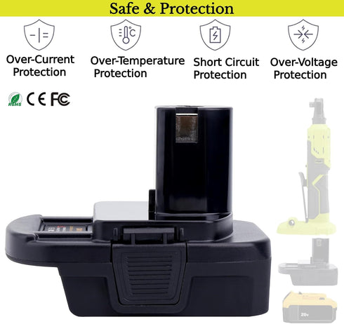 2 Packs Battery Adapter for Ryobi 18V ONE+ Tools, Convert Dewalt 20v & Milwaukee M18 18v Lithium Battery