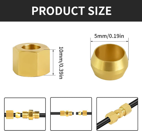 MuHize Compression Tube Fitting, Upgraded 3/16" High Pressure Compression Union, Pack of 8 for Industrial Use