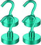MIKEDE Magnetic Hooks, 40Lbs+ Heavy Duty Magnet Hooks for Cruise Cabins, Strong Neodymium Hanging Hooks (Green, 4 Pack)