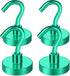 MIKEDE Magnetic Hooks, 40Lbs+ Heavy Duty Magnet Hooks for Cruise Cabins, Strong Neodymium Hanging Hooks (Green, 4 Pack)