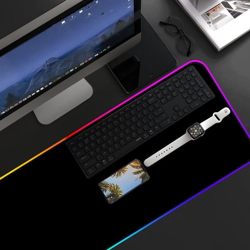 Qisan RGB Large Gaming Mouse Pad with Nonslip Base - 31.5 x 11.8 Inch, Soft LED Extended Mousepad with Anti-Slip Rubber