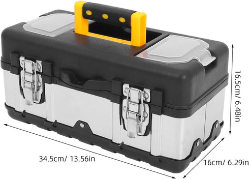 Toolbox TEHAUX Stainless Steel Tool Storage Case Dual-Layer Design Portable for Mechanics and Electricians Heavy-Duty