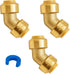 SUNGATOR 1/2 Inch 45 Degree Elbow, No Lead Brass Plumbing Fittings, Push to Connect PEX, Copper, CPVC, PE-RT, Pack of 3