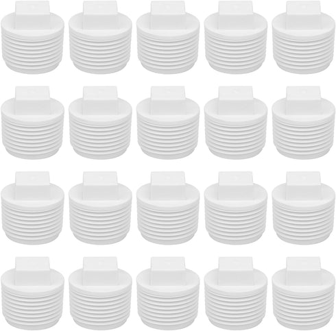 20Pack 1 Inch PVC Male Threaded Pipe End Cap, SCH40 PVC NPT Male Plug for Plumbing Water Line