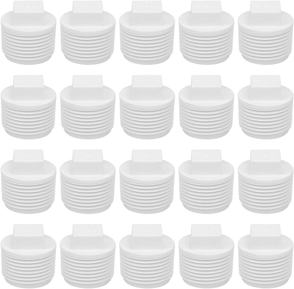 20Pack 1 Inch PVC Male Threaded Pipe End Cap, SCH40 PVC NPT Male Plug for Plumbing Water Line