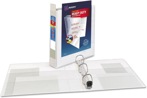 Avery 79195 Heavy-Duty View Binder, 1 1/2-Inch Capacity, Locking 1-Touch EZD Rings, White